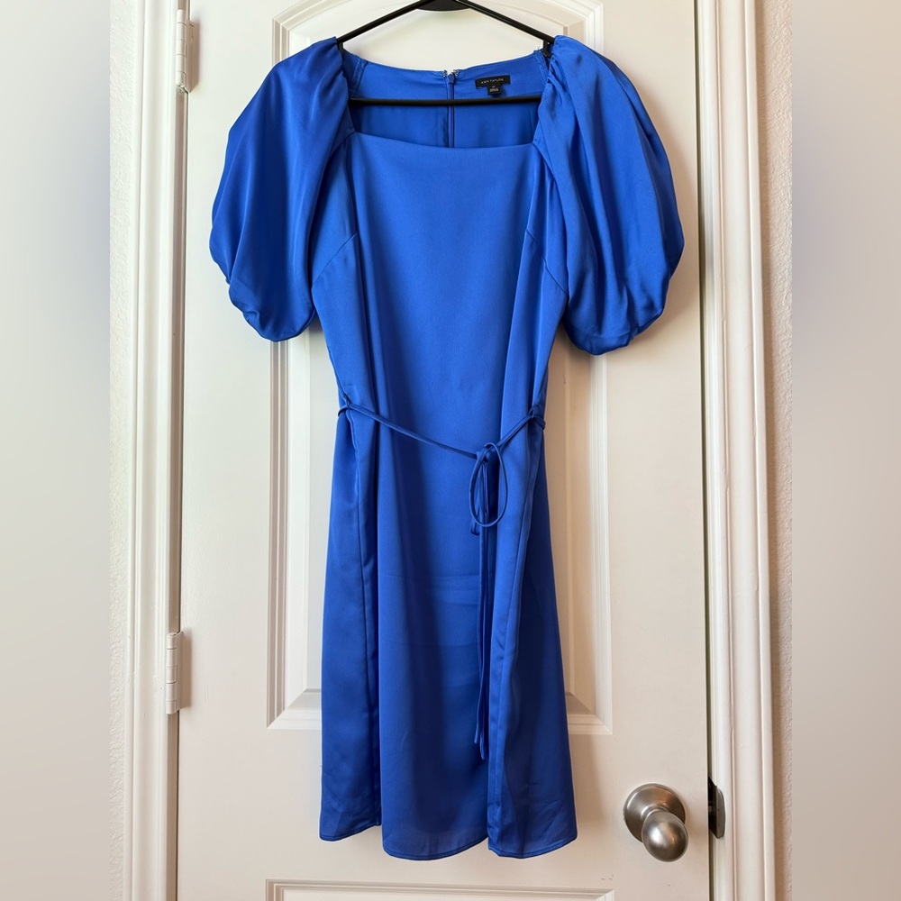 Ann Taylor Royal Blue Puff Sleeve Mini Dress